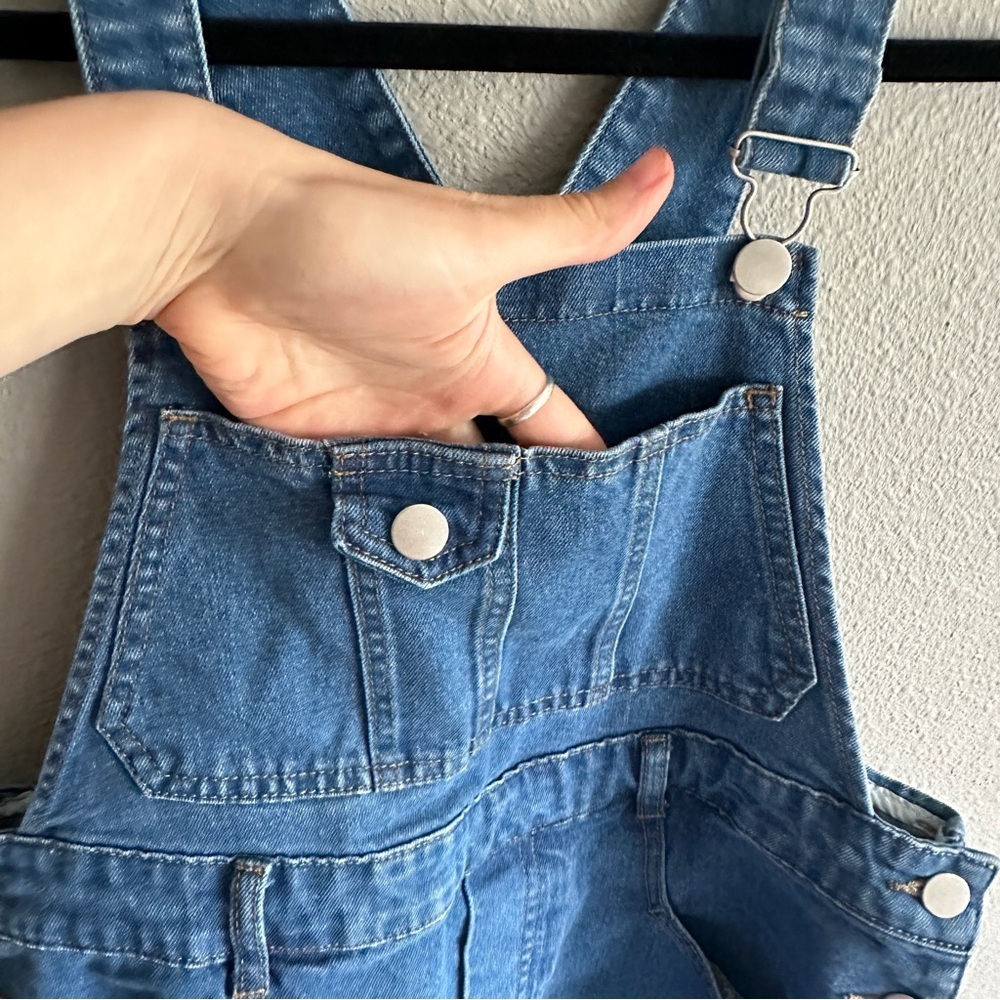 Allegra K Denim Short Overalls Medium - Picture 4 of 11